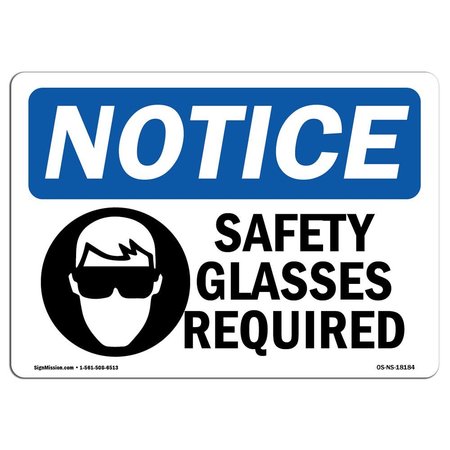 SIGNMISSION OSHA Sign, Glasses Required, 10in X 7in Rigid Plastic, 10" W, 7" H, Landscape, OS-NS-P-710-L-18184 OS-NS-P-710-L-18184